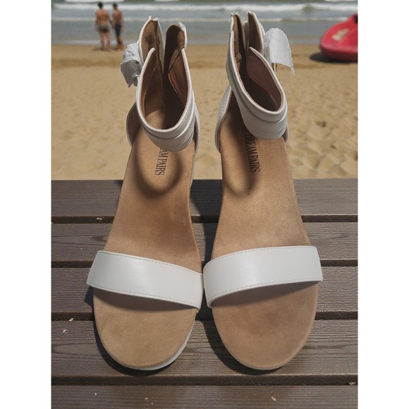 Dream Pairs White Wedge‎ Sandals Women's Ankle Strap Zip Closure Comfort Size 9 - Picture 7 of 7